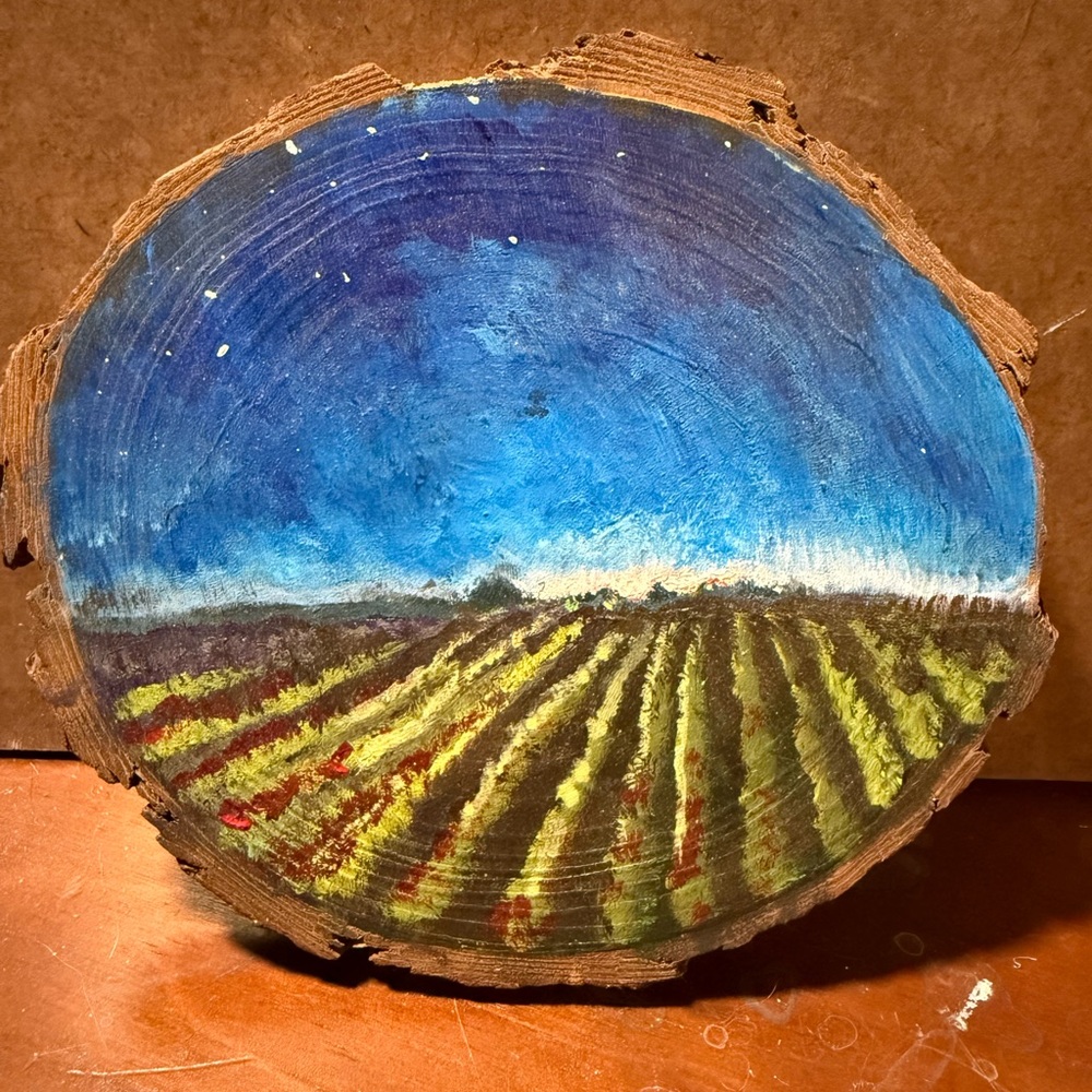 Farm Landscape on Wood